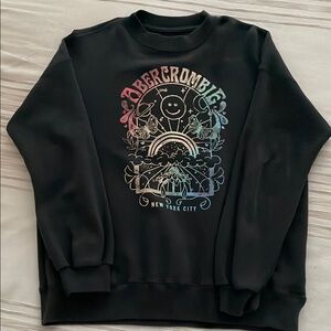 Abercrombie & Fitch Black Crewneck Sweater with Vibrant Graphic